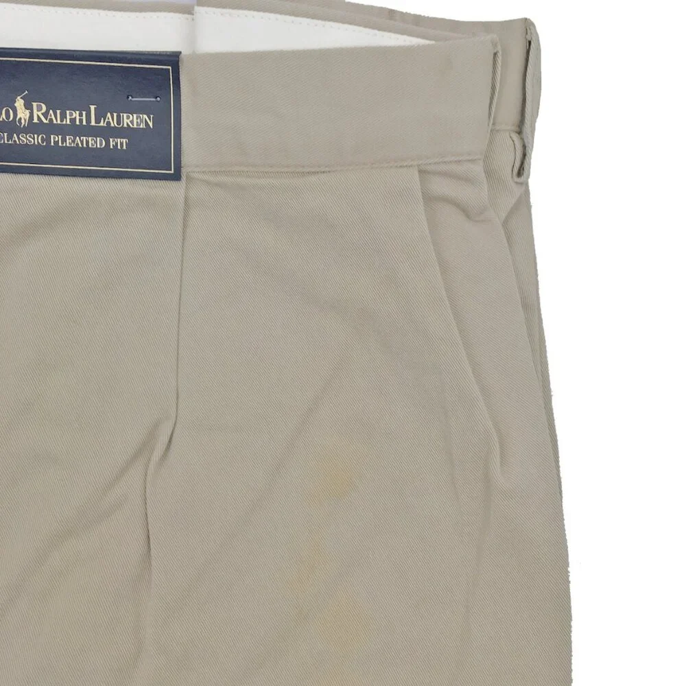 NEW Polo Ralph Lauren Big & Tall Chinos! 46 x 30 Tan Classic Pleated Fit Stain